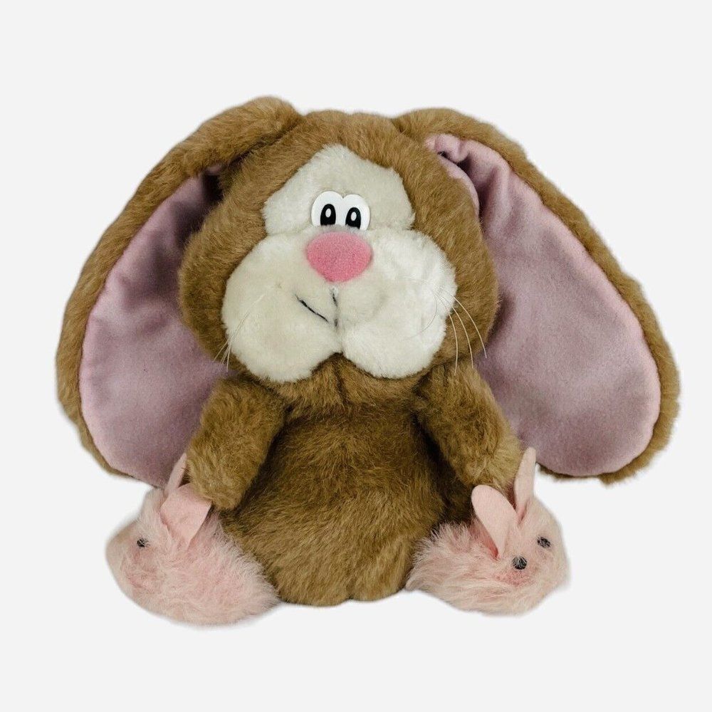Vintage 1985 Applause 8" Trudy Rabbit Bunny Slippers Plush Baby Easter Kawaii